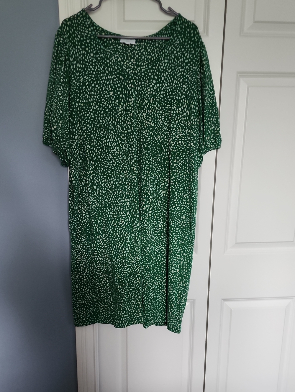 J. Jill Green Dress with White Dot Print